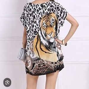 Portmans Tiger Print Blouse in Gray and Orange